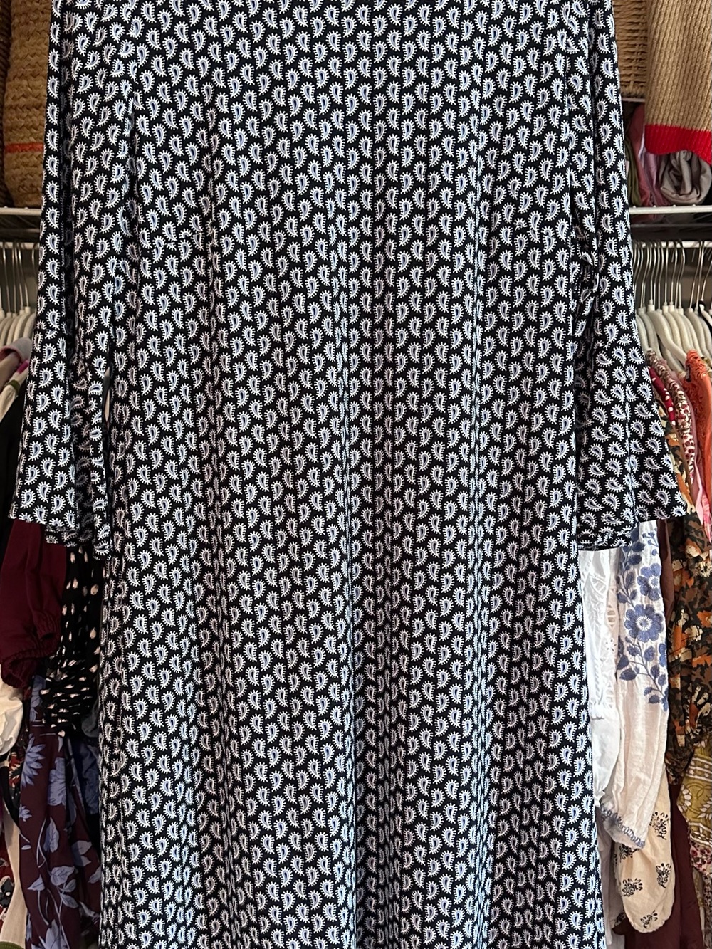 Tommy Hilfiger Blue Paisley Bell Sleeve Dress Size 14